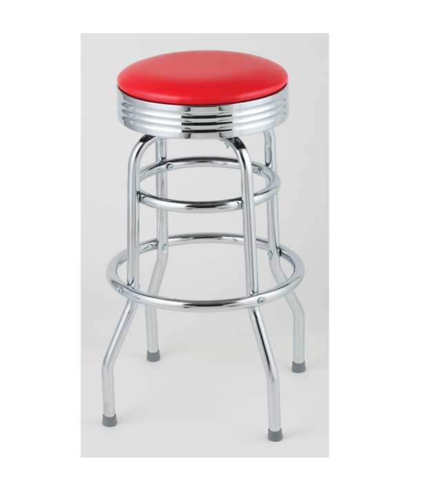 Double Ring Bar Stool with Chrome Accent